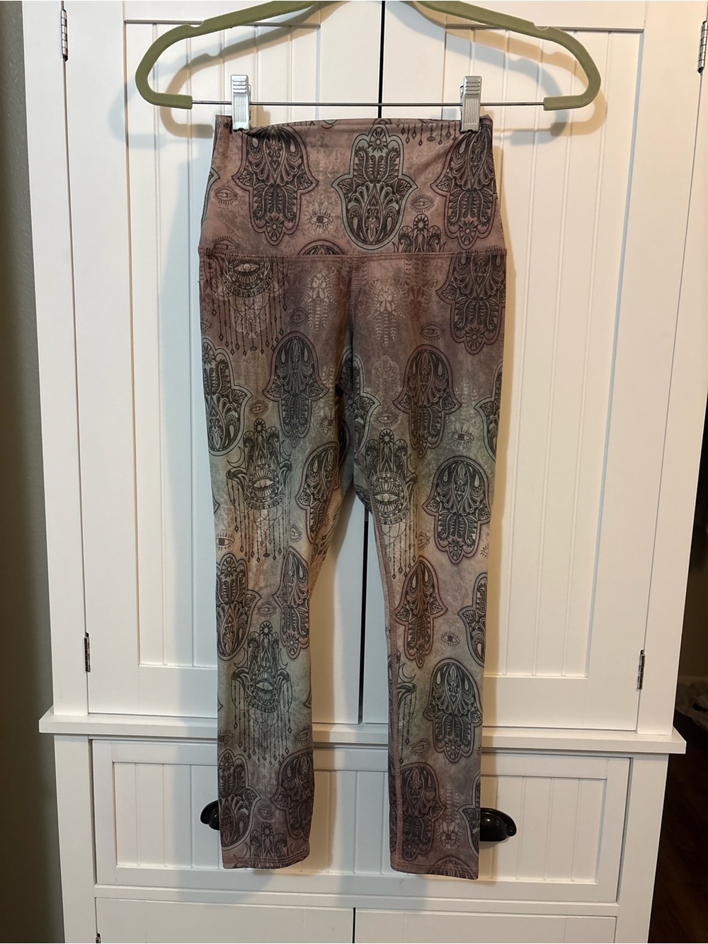 Evolution & Creation Hamsa Evil Eye Yoga Leggings Small Earthy Boho Spiritual